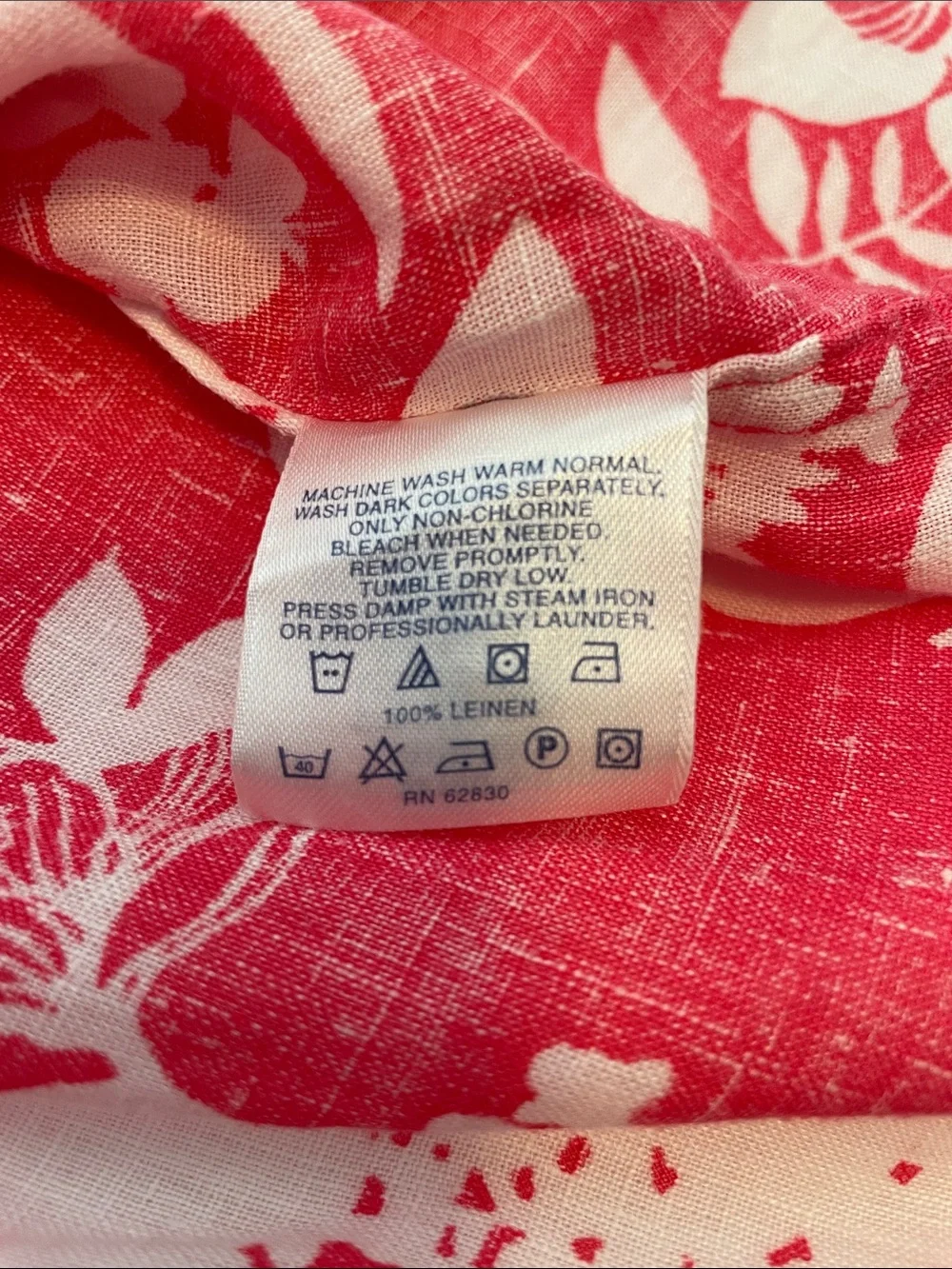 Lands' End Pink Floral Button-Up Shirt with White Print - Picture 10 of 10